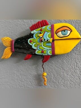 Allen Designs Sail Away Whimsical Multicolor Fish Wall Clock —